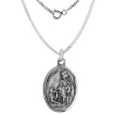 Picture of Sterling Silver St Edward Medal Necklace Oxidized finish Oval 1.8mm Chain