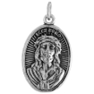 Picture of Sterling Silver Jesus Christ Crown of Thorns Mater Dolorosa Medal Necklace Oxidized finish Oval 1.8mm Chain