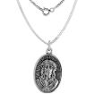 Picture of Sterling Silver Jesus Christ Crown of Thorns Mater Dolorosa Medal Necklace Oxidized finish Oval 1.8mm Chain