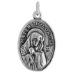 Picture of Sterling Silver Jesus Christ Crown of Thorns Mater Dolorosa Medal Necklace Oxidized finish Oval 1.8mm Chain