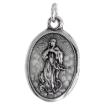 Picture of Sterling Silver Guardian Angel Medal Necklace Oxidized finish Oval 1.8mm Chain