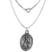 Picture of Sterling Silver Guardian Angel Medal Necklace Oxidized finish Oval 1.8mm Chain
