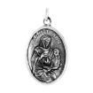 Picture of Sterling Silver Saint Ann Medal Necklace Oxidized finish Oval 1.8mm Chain