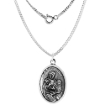 Picture of Sterling Silver Saint Ann Medal Necklace Oxidized finish Oval 1.8mm Chain