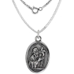 Picture of Sterling Silver St Andrew Medal Necklace Oxidized finish Oval 1.8mm Chain