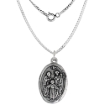 Picture of Sterling Silver Holy Family Medal Necklace Oxidized finish St Joseph Blessed Virgin Mary & Christ Oval 1.8mm Chain