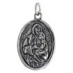 Picture of Sterling Silver St John of God San Juan de Dios Medal Necklace Oxidized finish Oval 1.8mm Chain