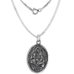 Picture of Sterling Silver St John of God San Juan de Dios Medal Necklace Oxidized finish Oval 1.8mm Chain