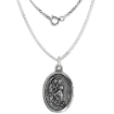 Picture of Sterling Silver St Stanislaus Szczepanowski Medal Necklace Oxidized finish Oval 1.8mm Chain