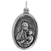 Picture of Sterling Silver Our Lady of Czestochowa Joannes Paulus II Medal Necklace Oxidized finish Oval 1.8mm Chain