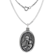 Picture of Sterling Silver Our Lady of Czestochowa Joannes Paulus II Medal Necklace Oxidized finish Oval 1.8mm Chain