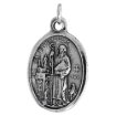 Picture of 7/8 inch Oval Sterling Silver San Benedetto de Norcia Medal Necklace Oxidized finish Available with or without Chain