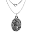 Picture of 7/8 inch Oval Sterling Silver San Benedetto de Norcia Medal Necklace Oxidized finish Available with or without Chain
