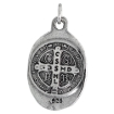Picture of 7/8 inch Oval Sterling Silver San Benedetto de Norcia Medal Necklace Oxidized finish Available with or without Chain