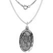 Picture of Sterling Silver St Christopher Medal Necklace Oxidized finish for Golf Players Oval 1.8mm Chain
