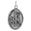 Picture of Sterling Silver St Blaise Medal Necklace Oxidized finish Oval 1.8mm Chain