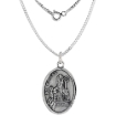 Picture of Sterling Silver St Blaise Medal Necklace Oxidized finish Oval 1.8mm Chain