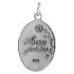 Picture of Sterling Silver St Blaise Medal Necklace Oxidized finish Oval 1.8mm Chain