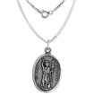 Picture of Sterling Silver St John Medal Necklace Oxidized finish Oval 1.8mm Chain
