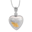 Picture of Very Tiny 1/2 inch Sterling Silver Angel Locket Necklace for Women Heart shape Two Tone 16-20 inch