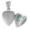 Picture of Very Tiny 1/2 inch Sterling Silver Cross Locket Necklace for Women Heart shape Green & Pink Enamel 16-20 inch