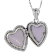 Picture of Very Tiny 1/2 inch Sterling Silver Butterfly Locket Necklace for Women Heart Shape Engraved Stripes 16-20 inch