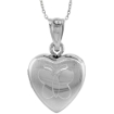 Picture of Very Tiny 1/2 inch Sterling Silver Butterfly Locket Necklace for Women Heart Shape Engraved Stripes 16-20 inch