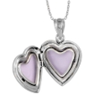 Picture of Small 5/8 inch Sterling Silver Diamond Heart Locket Necklace for Women 16-20 inch