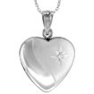 Picture of Small 5/8 inch Sterling Silver Diamond Heart Locket Necklace for Women 16-20 inch