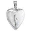 Picture of 3/4 inch Sterling Silver Diamond Heart Locket Necklace for Women Engraved Star 16-20 inch