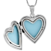 Picture of 3/4 inch Sterling Silver Diamond Heart Locket Necklace for Women Engraved Star 16-20 inch