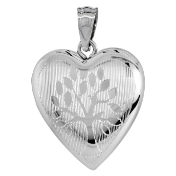 Picture of 3/4 inch Sterling Silver Family Tree Heart Locket Necklace for Women 16-20 inch