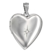 Picture of 3/4 inch Sterling Silver Diamond Heart Locket Necklace for Women 16-20 inch