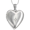 Picture of 3/4 inch Sterling Silver Diamond Heart Locket Necklace for Women 16-20 inch