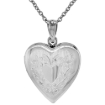 Picture of 3/4 inch Sterling Silver Heart Locket Necklace for Women Floral Engraving 16-20 inch
