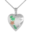 Picture of 3/4 inch Sterling Silver Hummingbird Locket Necklace for Women Heart shape 16-20 inch