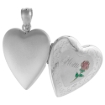 Picture of 3/4 inch Sterling Silver Heart Locket Necklace for Women MOM & Red Rose 16-20 inch
