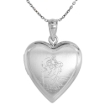 Picture of 3/4 inch Sterling Silver St Christopher Locket Necklace for Women Heart Shape 16-20 inch