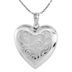 Picture of 1 inch Sterling Silver Heart Locket Necklace for Women 4 Picture Scroll Engraved 16-20 inch