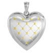 Picture of 1 inch Sterling Silver Heart Locket Necklace for Women 4 Picture Gold Quilt 16-20 inch