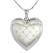 Picture of 1 inch Sterling Silver Heart Locket Necklace for Women 4 Picture Gold Quilt 16-20 inch