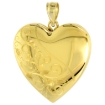 Picture of Gold plated 1 inch Sterling Silver Heart Locket Necklace for Women Scroll Etching 16-24 inch