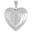 Picture of 1 inch Sterling Silver Heart Locket Necklace for Women Scroll Etching Heart Center 16-20 inch