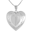 Picture of 1 inch Sterling Silver Heart Locket Necklace for Women Scroll Etching Heart Center 16-20 inch