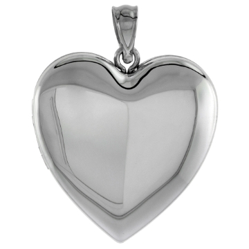 Picture of 1 inch Sterling Silver Plain Heart Locket Necklace for Women 16-20 inch