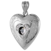 Picture of 3/4 inch Sterling Silver Cubic Zirconia Dancing Stone Heart Locket Necklace for Women Scroll Etching