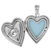 Picture of 3/4 inch Sterling Silver Cubic Zirconia Dancing Stone Heart Locket Necklace for Women Scroll Etching