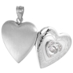 Picture of 3/4 inch Sterling Silver Cubic Zirconia Dancing Stone Heart Locket Necklace for Women Scroll Etching