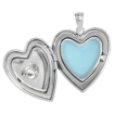 Picture of 1 inch Sterling Silver Cubic Zirconia Dancing Stone Heart Locket Necklace for Women Floral Etching