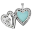 Picture of 1 inch Sterling Silver Cubic Zirconia Dancing Stone Heart Locket Necklace for Women Scroll Etching